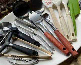 Assortment of Silverware, Kitchen Knives, Utensils