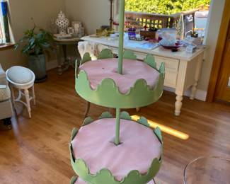 3 Tier Green Patina Bird Themed Cupcake Holder