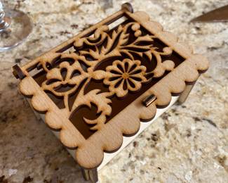 Laser Cut Wooden Floral Trinket Box