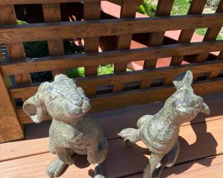 2 Rabbit Outdoor Statues