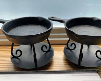 Pair of Mini Cast Iron Skillet Pan Tart Burners