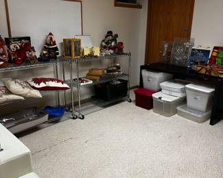 The basement is filled with wire shelving units filled with Holiday items, Sporting Goods and MORE! 