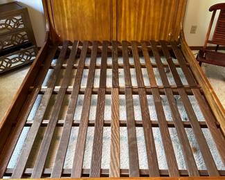 This is the QUEEN SIZE BED! Comes complete with mattress! The furniture in this beautiful home is STELLAR! All the beds are absolutely top of the line and sturdy! I have never seen the kind of SLAT SYSTEM that these beds all have! Absolutely the strongest I have ever seen! These beds are made to be used WITHOUT a Box Spring! Mattress only! 