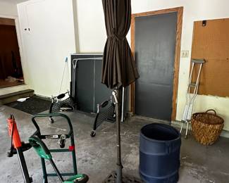 A lovely deck umbrella and stand! 