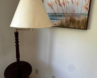 Beautiful standing lamp table and beach painting! 