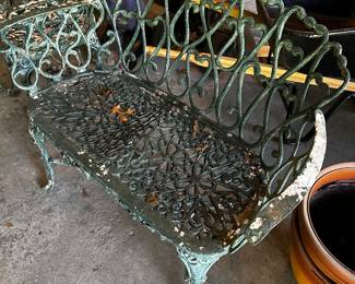 A three piece wrought iron settee! A terrific restoration project! Pieces are sturdy and strong! 