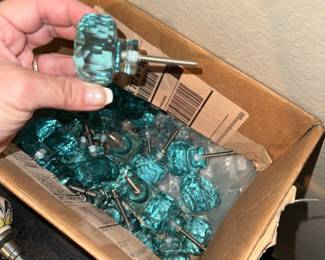 Teal Glass Door Pulls
