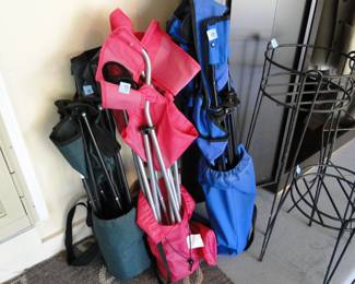 Chair in a bag.  Once you take it out, it is chair out of the bag.  But when you put it back in, it is chair in a bag.  And then those two things on the right are plant stands