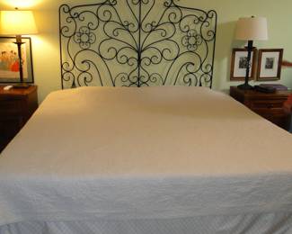 Metal queen headboard, and King Temperpedic mattress and box spring set