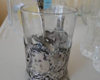 Russian silver teacup, with matching spoon