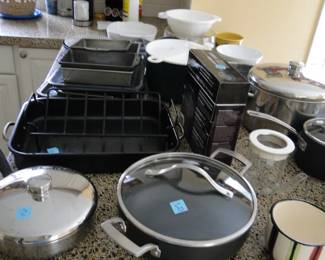 Lots and lots and lots and lots and lots of very nice Calphalon pots and pans and bakeware and cooking items