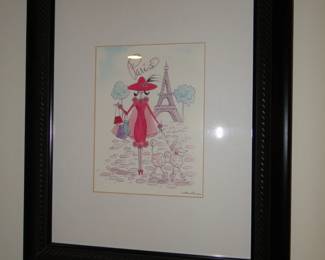 Eiffel Tower +  Poodle  + Chic Lady Shopping = Paris framed print