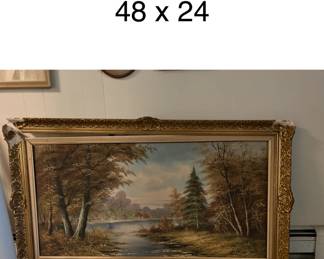 Signed, Sid Winters original oil painting; frame is damaged in top left corner.
