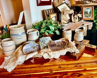 Large cedar chest, Marshall Pottery 