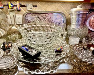 Fostoria cube punch bowl and plate