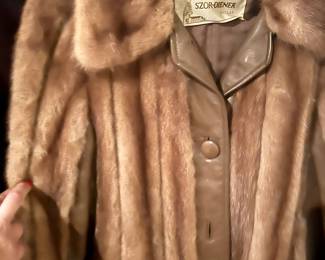 Mink fur and leather coat