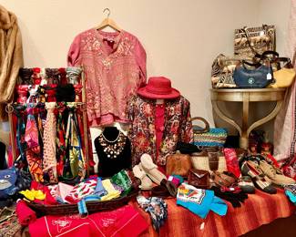 Fun bandanas,  Dooney & Burke, scarves.