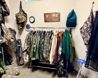 lots of hunting jackets and coats