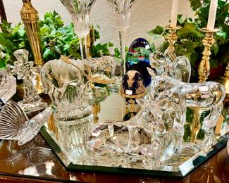 Baccarat, Waterford, Gorham, Murano.