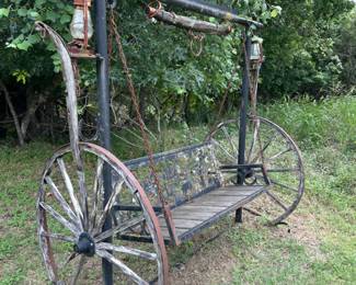 Iron wagon wheel swing