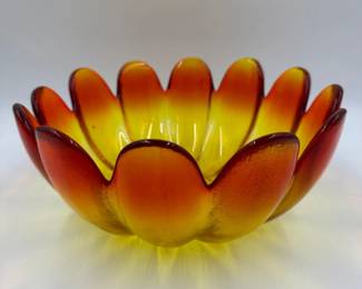 Vintage Indiana Glass Amberina Lotus Bowl - 11.25"D	