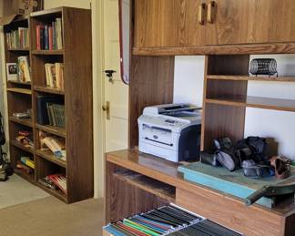 office supplies, laser printer, book case