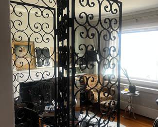 Heavy wrought iron decorative three section screen/room divider- from Daniel restaurant nyc