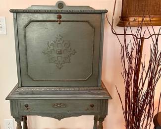 Small vintage green secretary desk