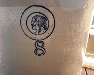 Antique No 8 Indian Head stoneware w/wooden handles 