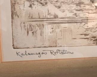 Carl Hoerman etching "Kalamazoo Reflections"