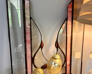 Pair of stain glass corner pieces 