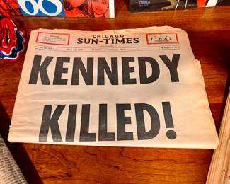 Sun Times "Kennedy Killed!" news paper 