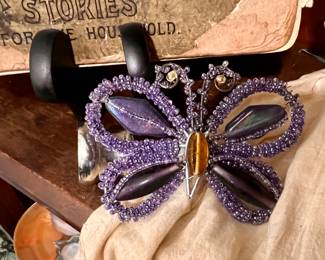 Pr. of Beaded Butterfly curtain rod ends