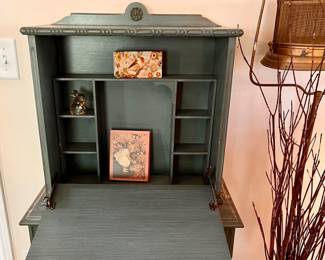 Small vintage green secretary desk