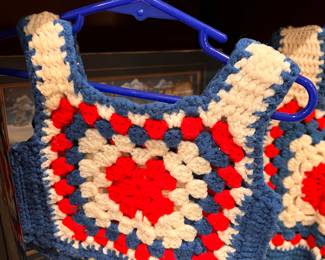 1 of 2 Crocheted, red, white and blue child's top 