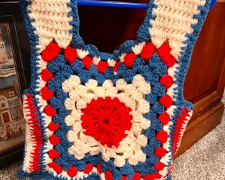 1 of 2 Crocheted, red, white and blue top
