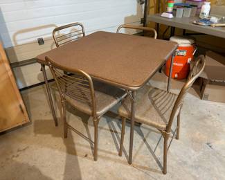 Vintage Folding Card Table and Four Chairs Set