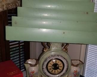 Second Vintage 1950s-60s Retro Lamp Clock w Shade