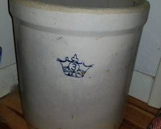 Vintage Blue Crown #3 Stoneware Crock