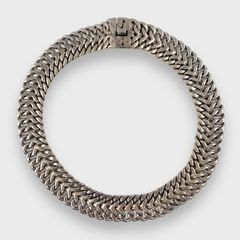 Heavy Mexican Sterling Silver Wide 17 Choker Necklace
