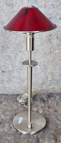Holtkoetter Leuchten MCM Mid Century Modern Stainless Table Lamp Glass Shade
