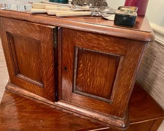 English Oak Flatware Cabinet