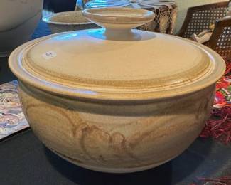 Wheel thrown casserole dish with lid