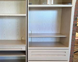 Blond wood office desk unit