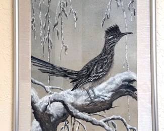 Framed roadrunner art