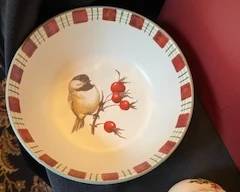 Lennox Winter Greetings Stoneware Chickadee Bowl