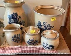 Pfaltzgraff cream, sugar, pitcher, crock, garlic keeper
