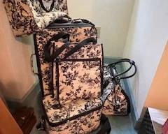 Black & white toile luggage