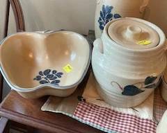 Pfaltzgraff apple dish, cookie jar, crock
