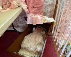 Doll cradle, wooden, rocking